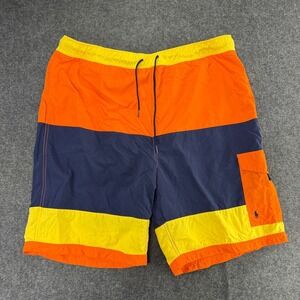 VTG Polo by Ralph Lauren Mens XL Drawstring Color Block Mesh Line Swim Trunks